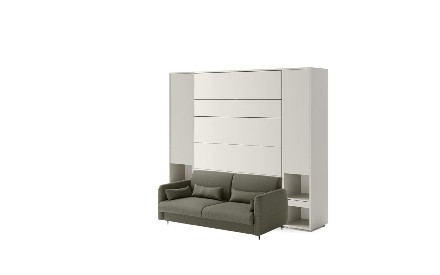 Lit escamotable vertical canapé vert - SMART 140 beige