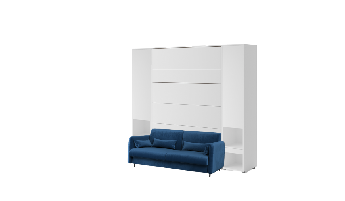 Lit escamotable canapé bleu - SMART 140 blanc