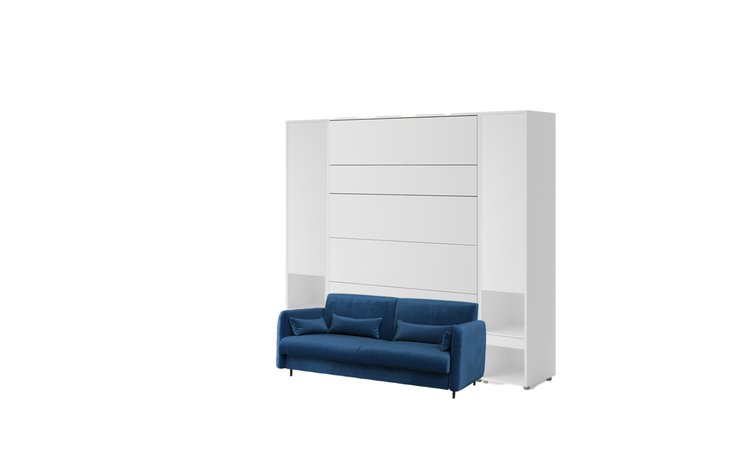 Lit escamotable canapé bleu - SMART 140 blanc