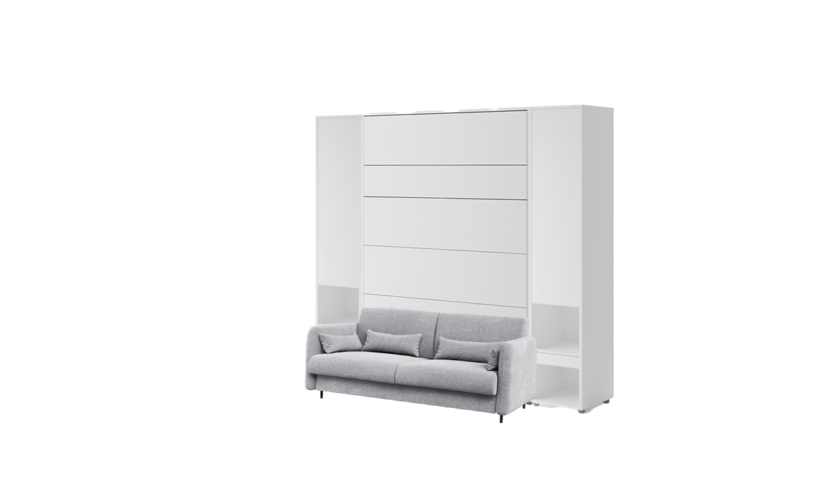 Lit escamotable canapé gris clair - SMART 140 blanc