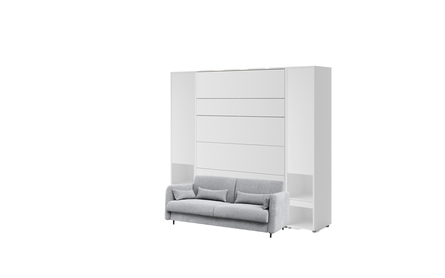 Lit escamotable canapé gris clair - SMART 140 blanc