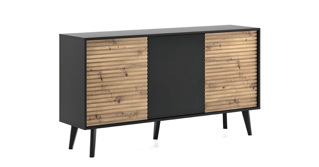 Buffet 3 portes ISAAC tendance couleur bois et noir mat - Copie