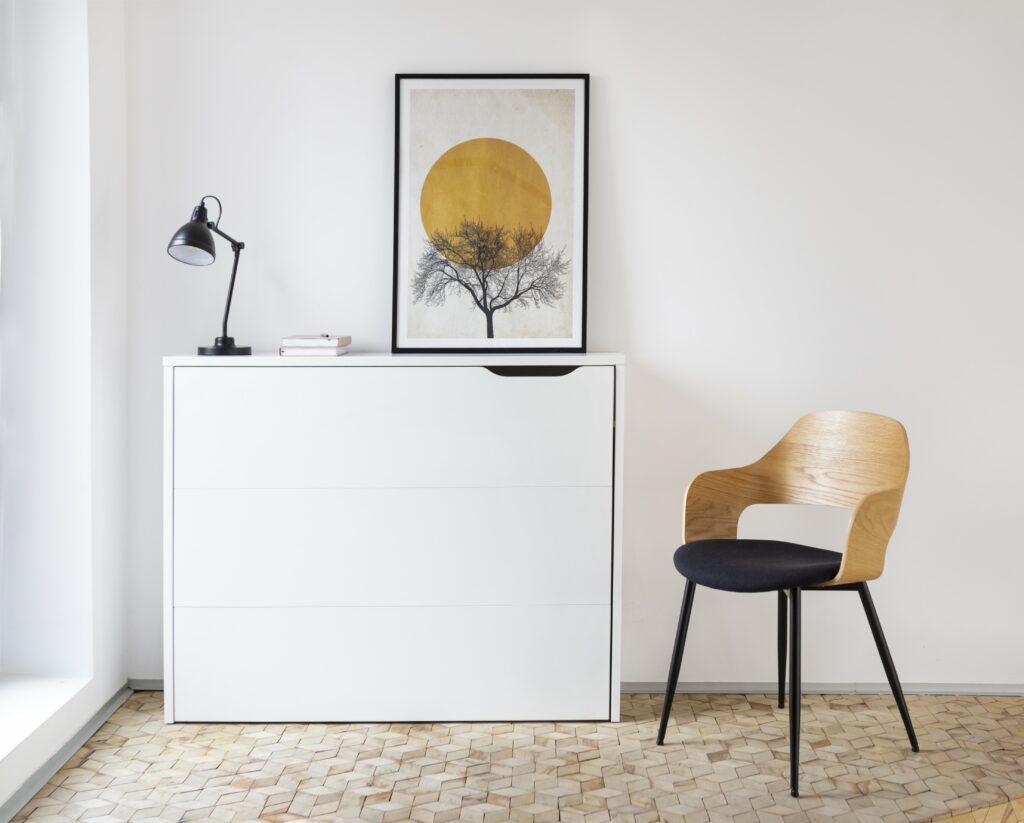 bureau escamotable pour appartement blanc