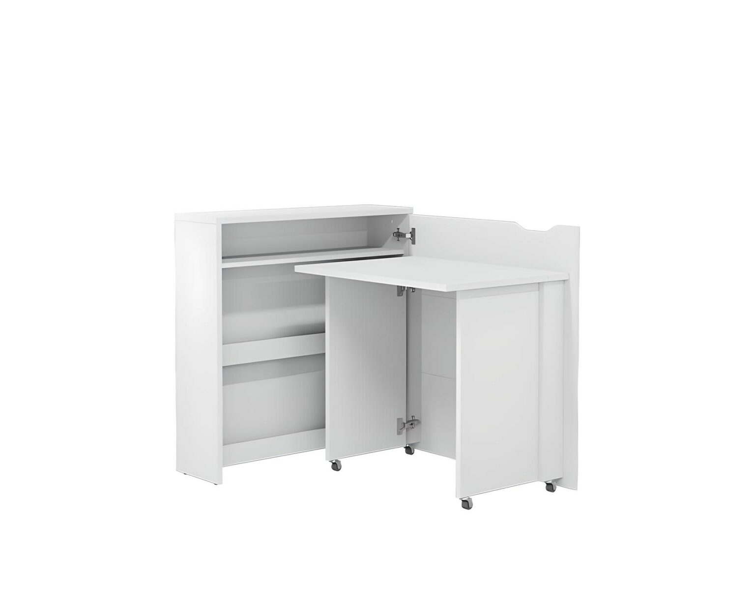 Bureau mural repliable EASY 90 cm finition blanc laqué - Ouverture droite - Design contemporain