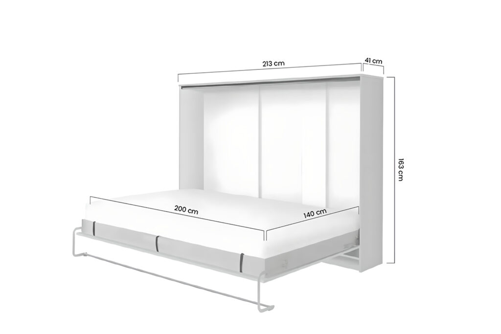 Dimensions lit escamotable ZEN 140 x 200 cm