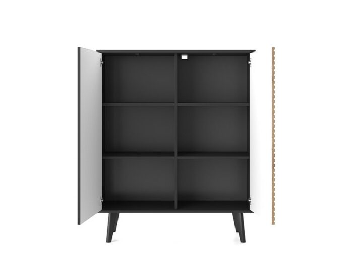 Buffet Haut 2 portes Noir et Chêne 100 cm – ISAAC