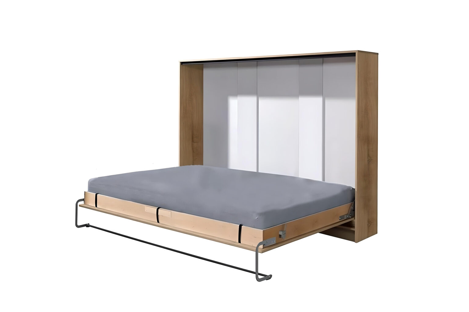 Lit escamotable 140 x 200 cm ouvert ZEN couleur bois KAMAZZA