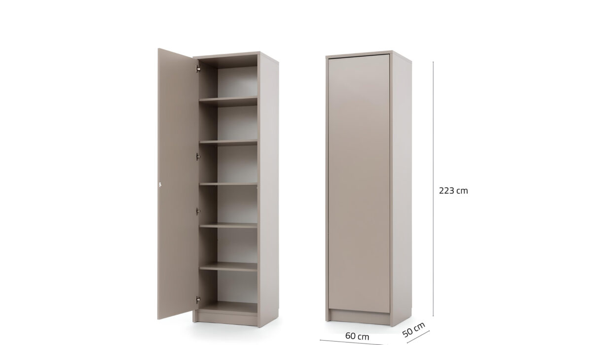 Armoire droite 6 étagères LOLITA taupe KAMAZZA