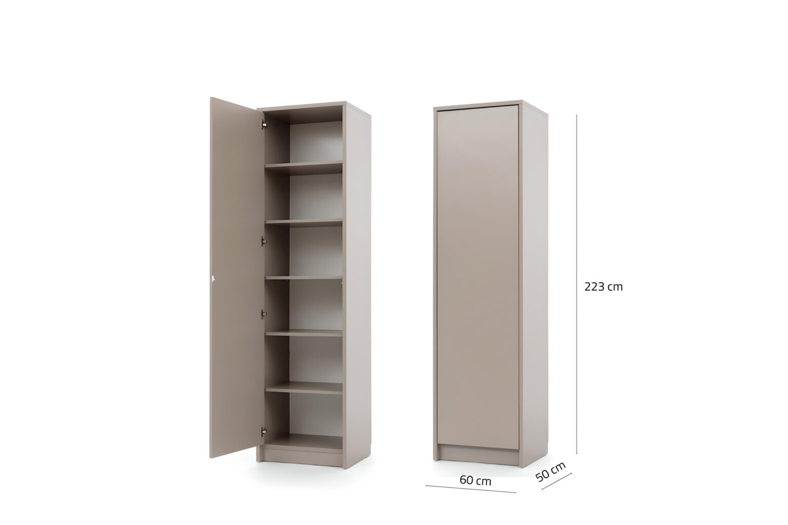 Armoire droite 6 étagères LOLITA taupe KAMAZZA