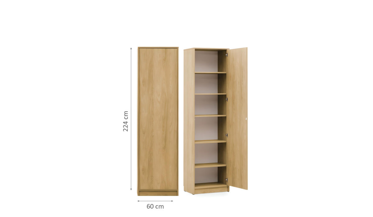 Armoire droite avec 6 étagères couleur bois