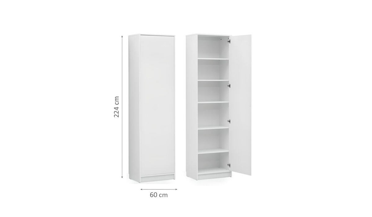 Armoire droite avec étagères blanc