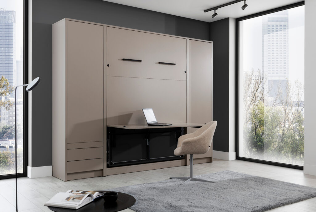 Lit Escamotable LOLITA avec Bureau Dualité Parfaite pour Travailler et Se Reposer