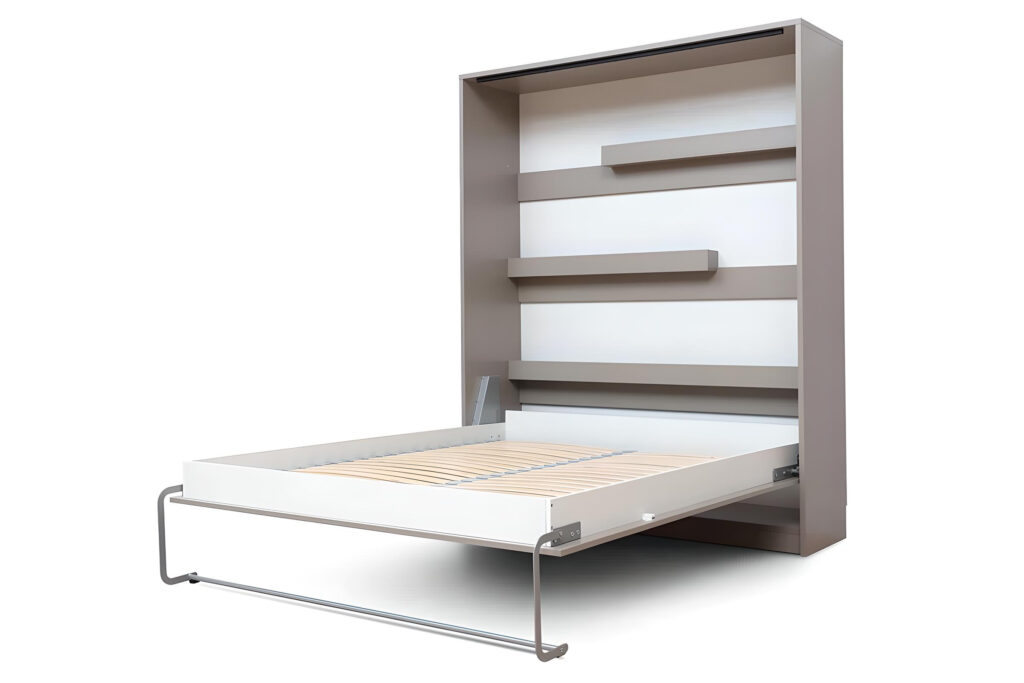 Lit escamotable double 140 x 200 cm couleur taupe