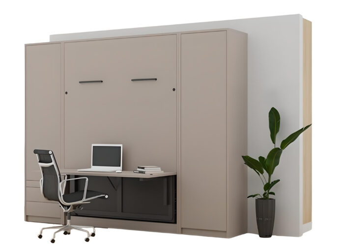 Lit escamotable vertical avec bureau intégré et rangements LOLITA