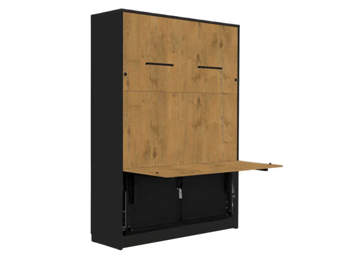 Lit escamotable et bureau intégré - noir - LOLITA - bureau ouvert