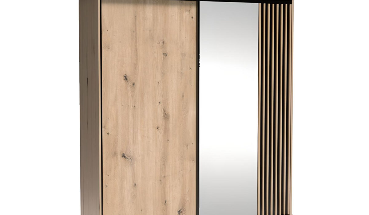 Armoire 2 portes ZEBRA 200 cm fonctionnelle avec ses nombreux rangements KAMAZZA