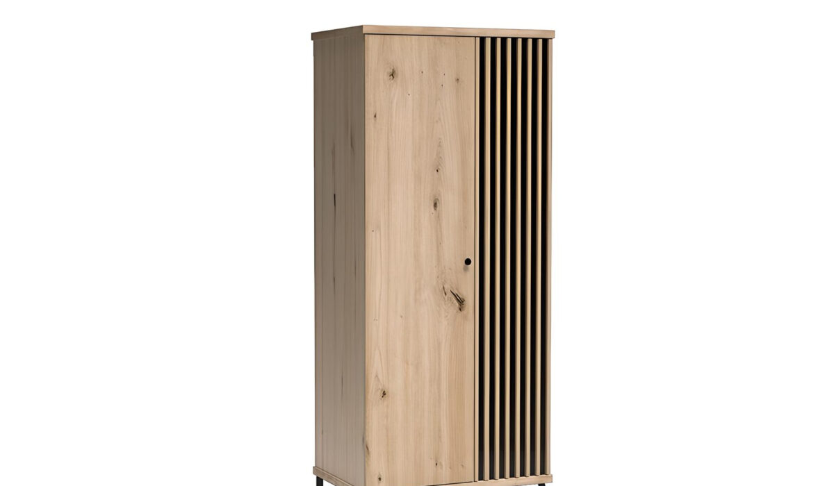 Armoire ZEBRA 90 cm Chêne, pieds métal