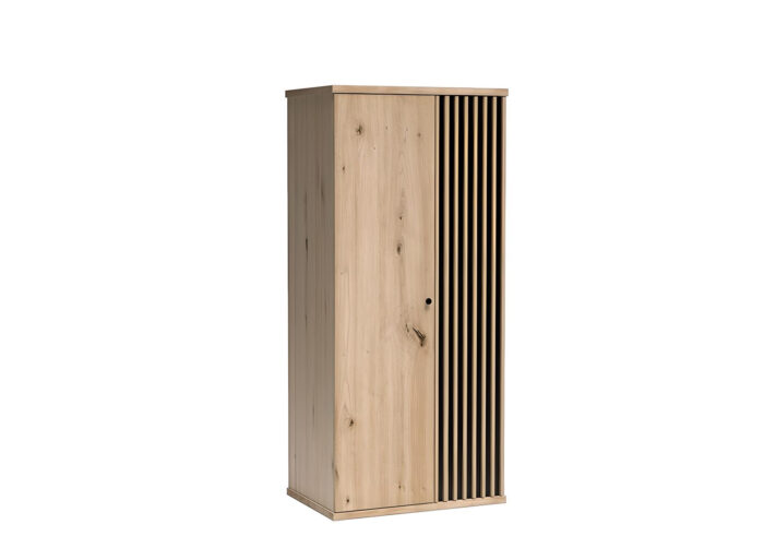 Armoire Chambre 2 portes avec penderie et étagères 90 cm Chêne et Noir – ZEBRA