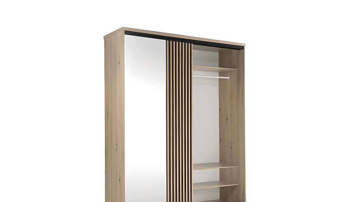 Armoire ZEBRA design tendance chêne et noir KAMAZZA