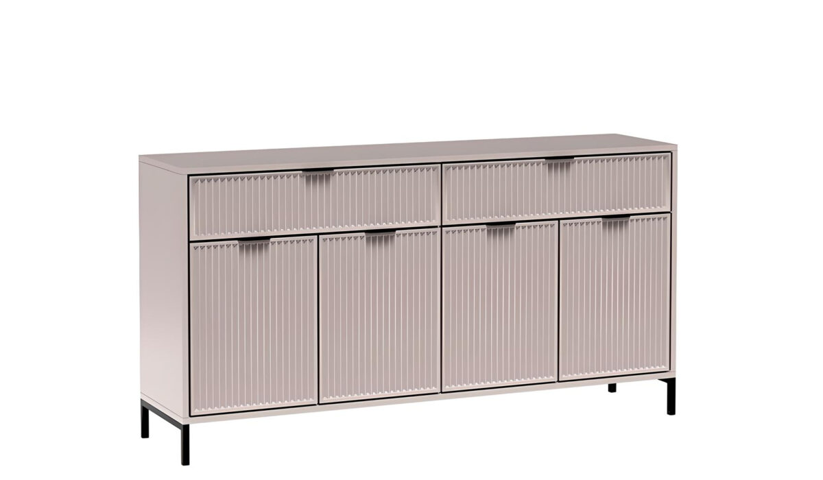 Buffet 4 portes 2 tiroirs avec étagères 165 cm KELLY beige