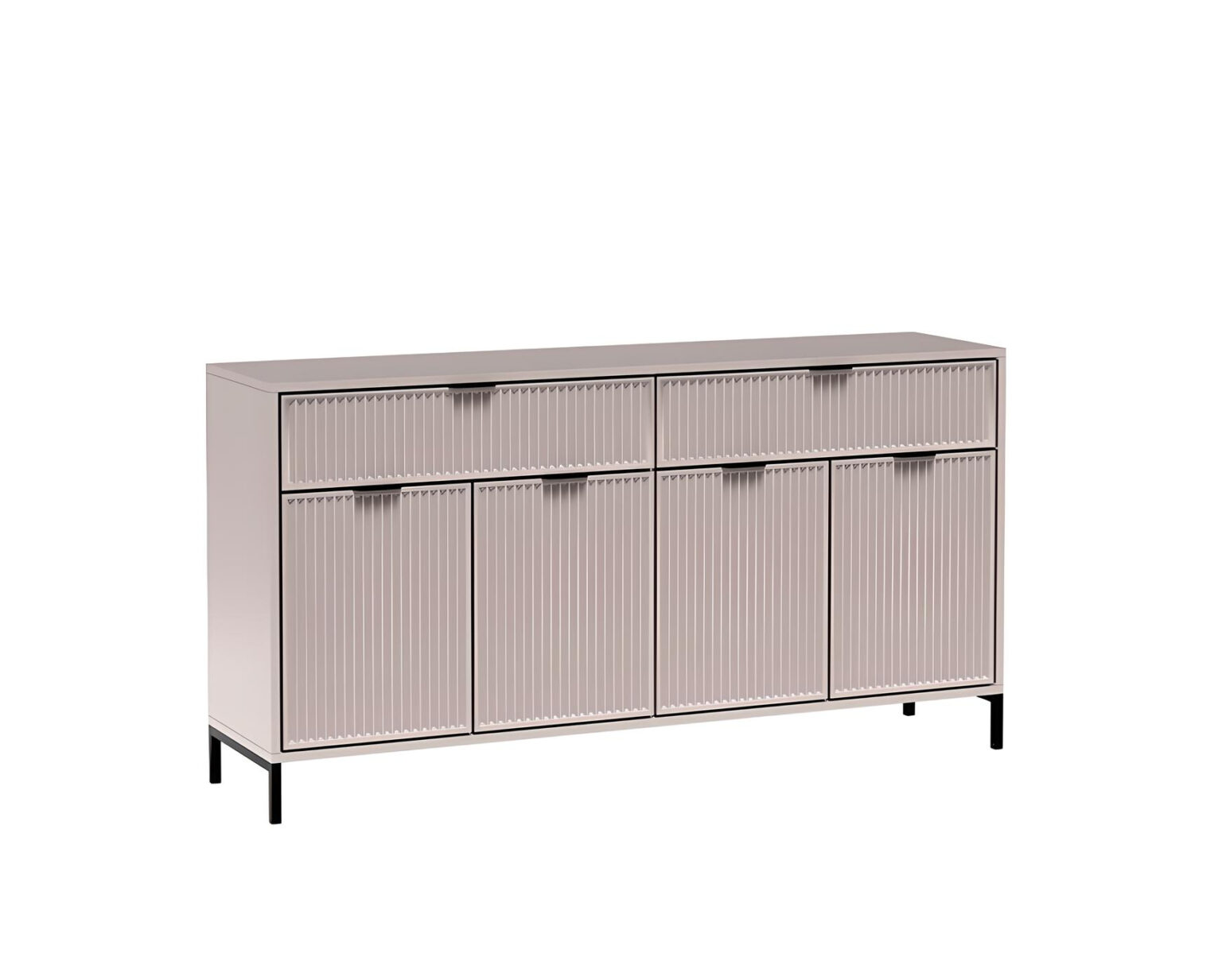 Buffet 4 portes 2 tiroirs avec étagères 165 cm KELLY beige