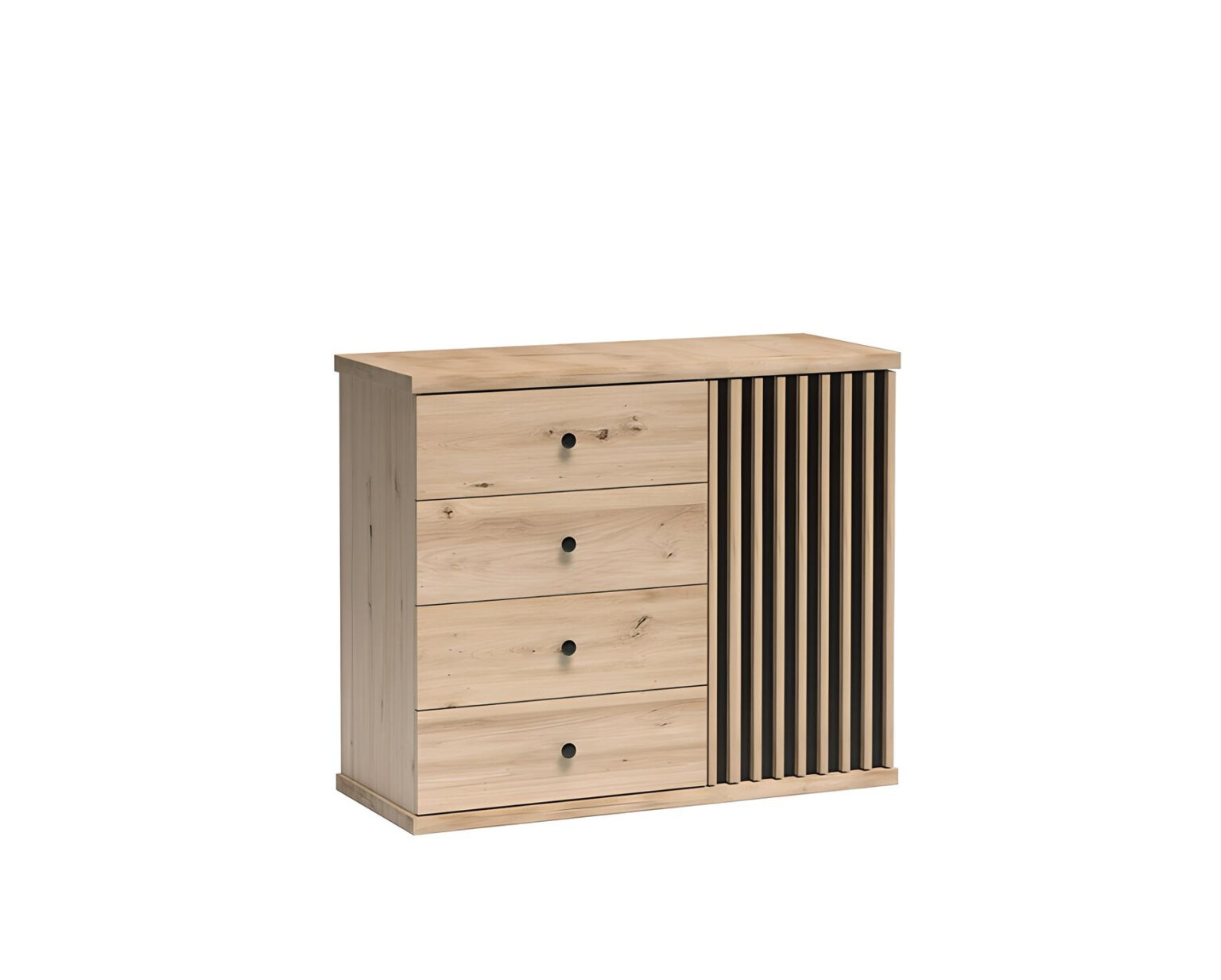 Commode ZEBRA 100 cm Chêne et noir, 1 porte