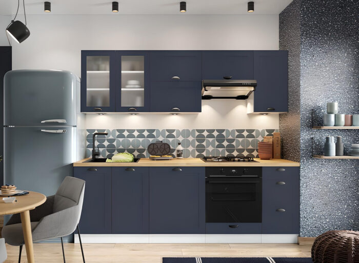Cuisine équipée Complète Belini Linda 240 Cm - Chêne Sonoma - Sans Plan De Travail - Meubles Hauts Et Bas Inclus