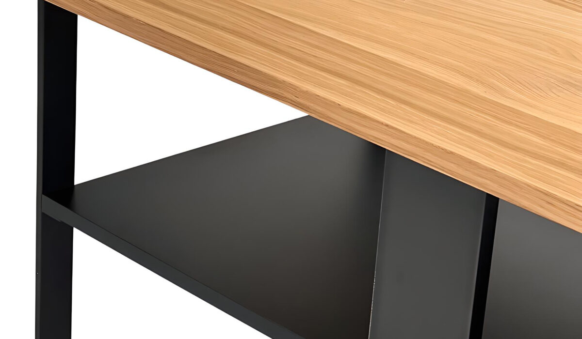 Table Moderne Chêne avec plateau Noir Alma