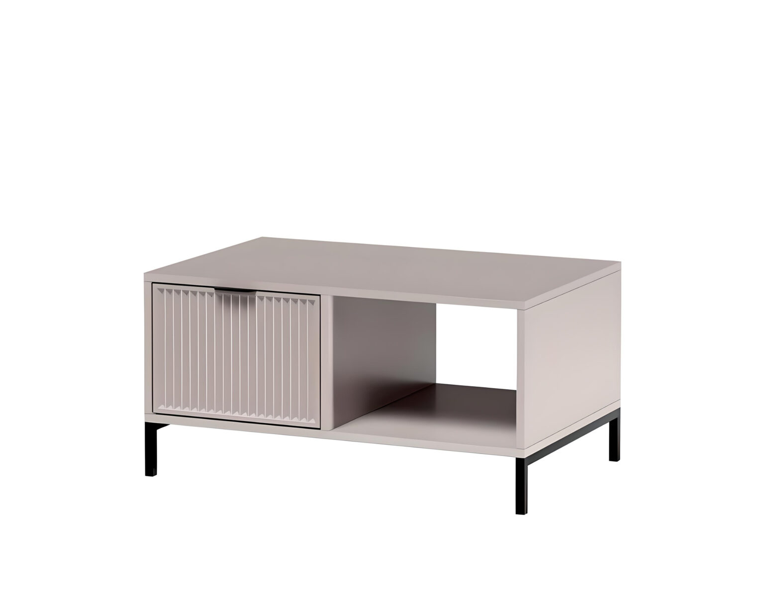 Table basse 1 tiroir 3 étagères 90 cm - KELLY beige tendance KAMAZZA