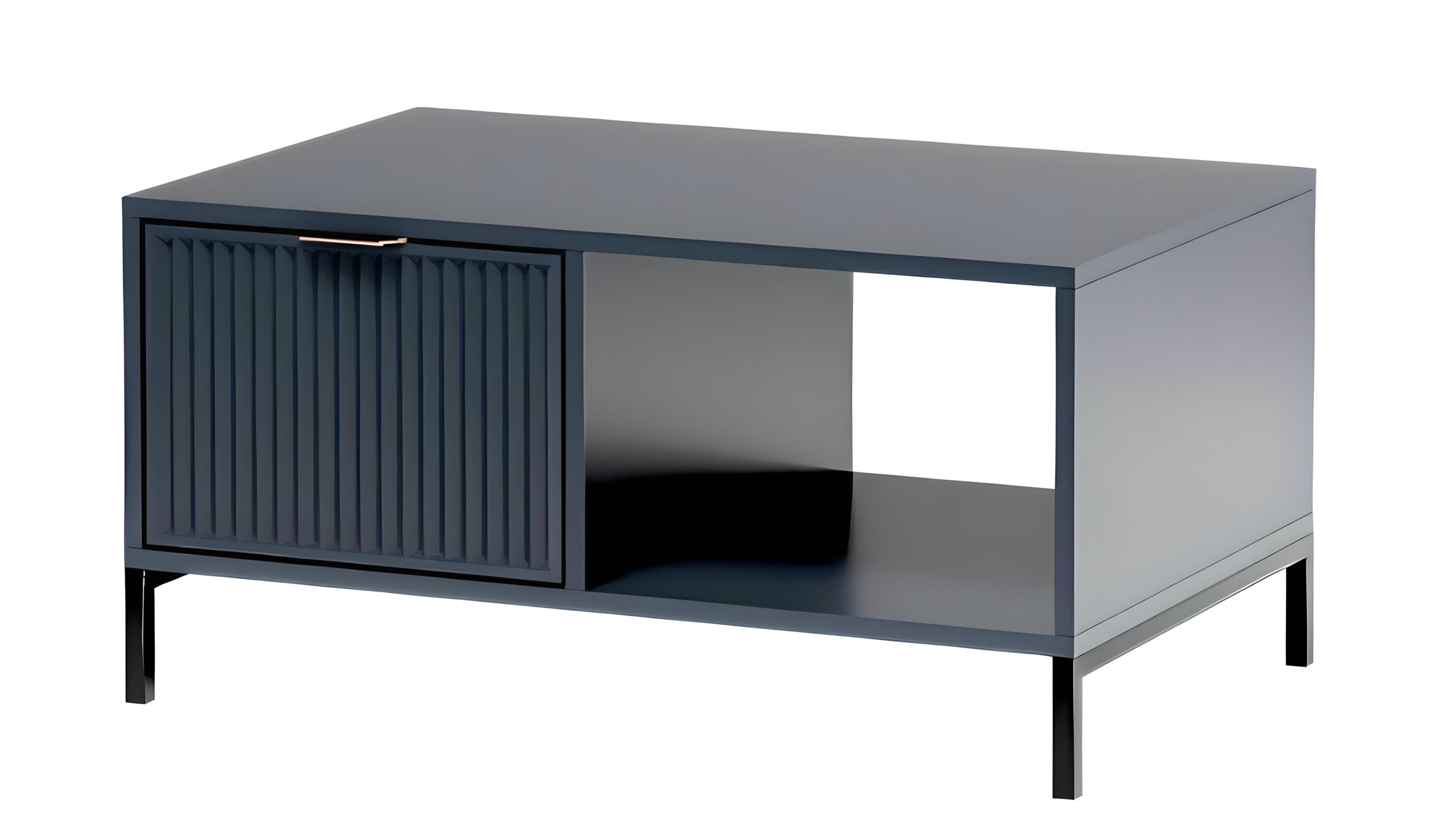 Table basse 1 tiroir 3 étagères 90 cm - KELLY bleu tendance KAMAZZA