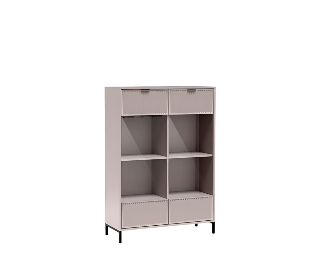 Vitrine 2 portes 8 étagères 105 cm – KELLY beige
