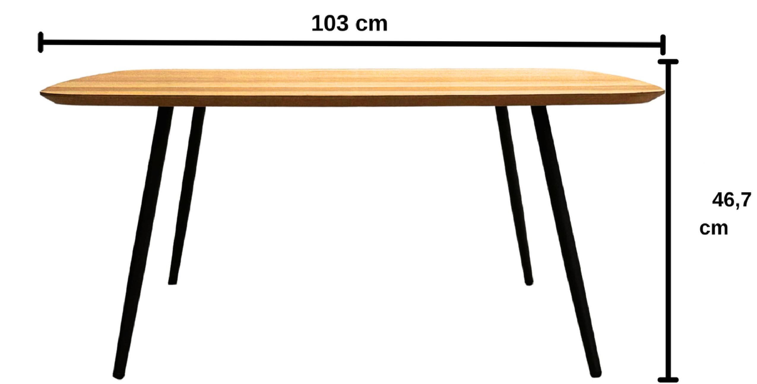 Croquis Table Basse 103 cm Chêne Naturel Pieds Métal Lorena