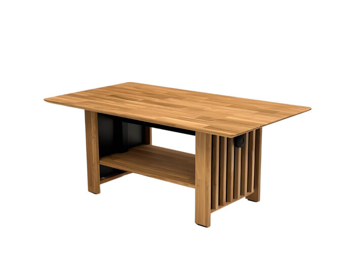 Table basse plateau relevable en chêne naturel avec mécanisme en métal 110 cm – ELIA