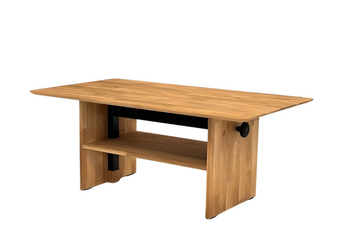 Table basse plateau relevable en chêne naturel avec mécanisme en métal 110 cm – ELINA