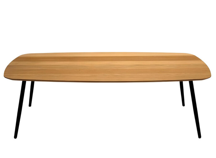 Grande Table basse finition chêne naturel huilé pied en métal noir 137 cm – LIONI