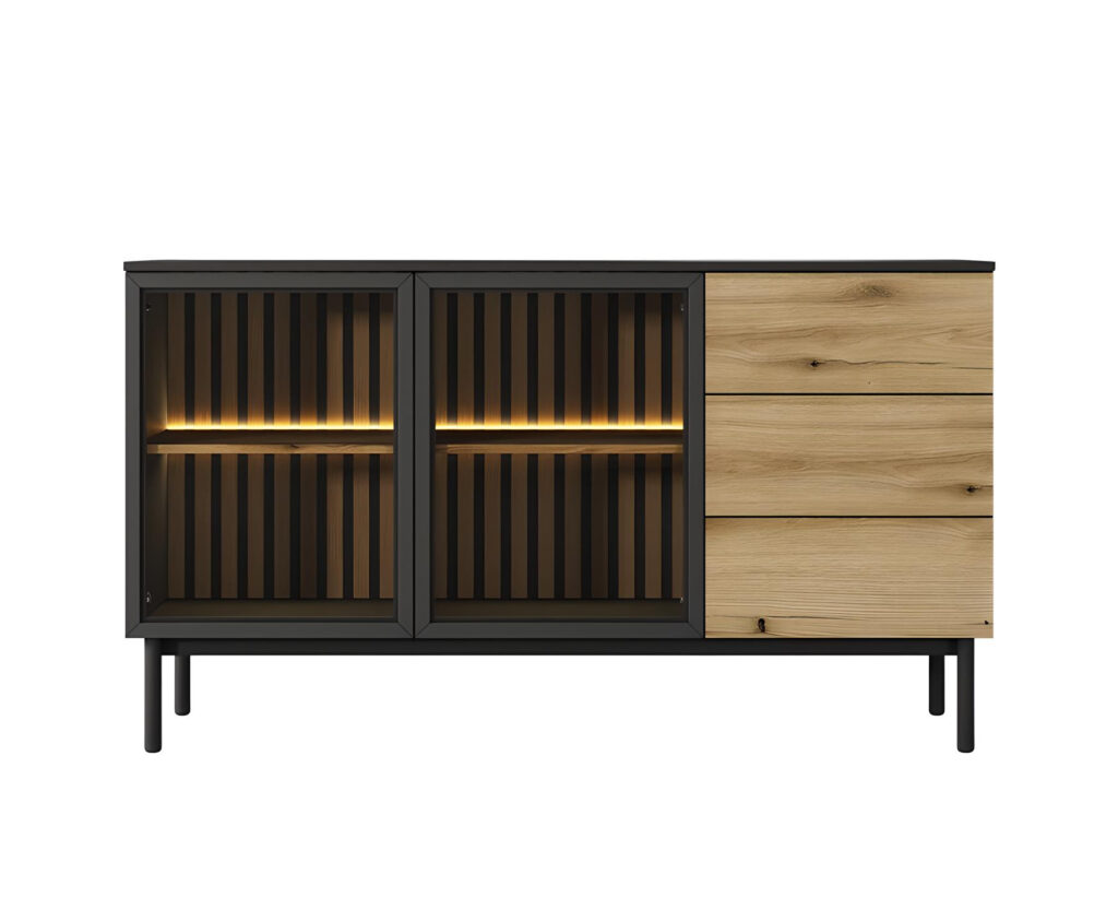 Buffet CAMILLE avec 3 portes et éclairage LED intégré