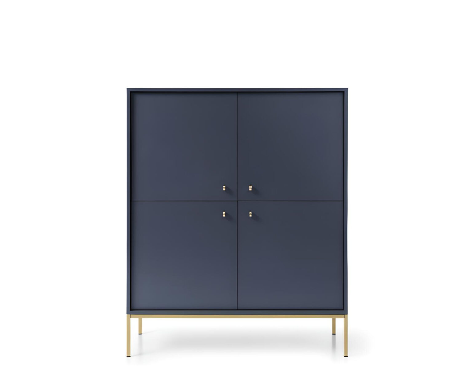 Buffet haut 4 portes pieds or Bleu 104cm Rosalia, apportant une touche à votre intérieur