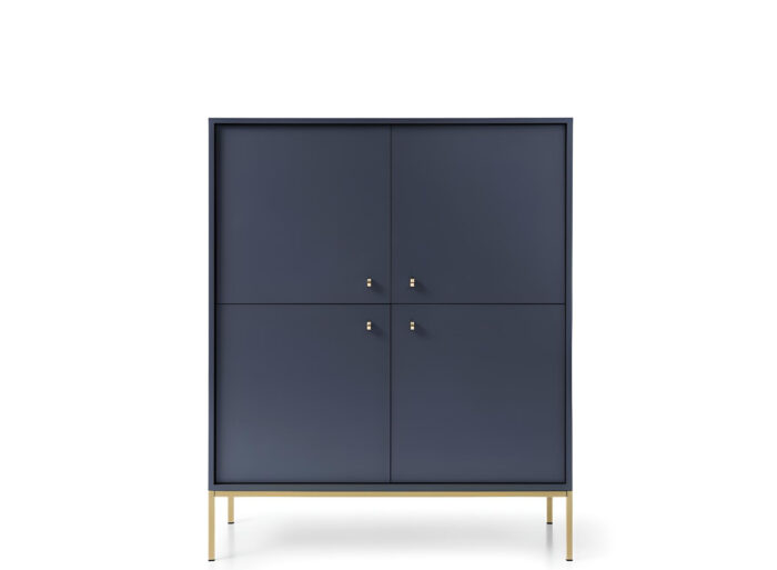 Buffet haut 4 portes pieds or Bleu 104cm Rosalia, apportant une touche à votre intérieur