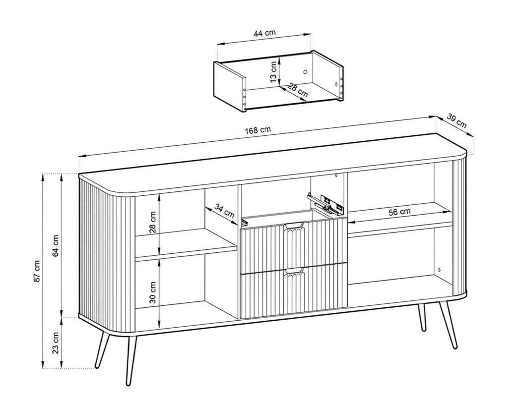 Dimensions buffet 2 portes 3 tiroirs IRIS