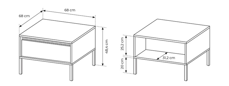 Dimensions extérieur table basse ROMANE