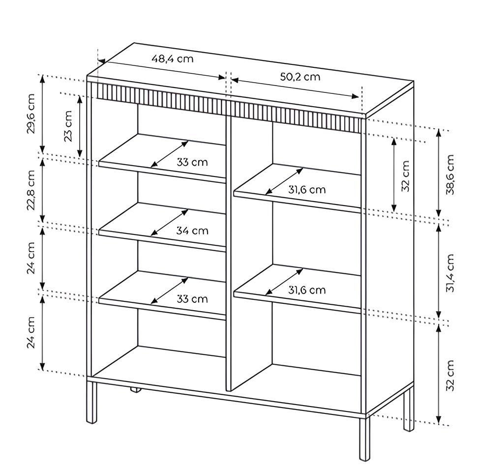 Dimensions intérieur du buffet haut 3 portes 103,5 cm ROMANE