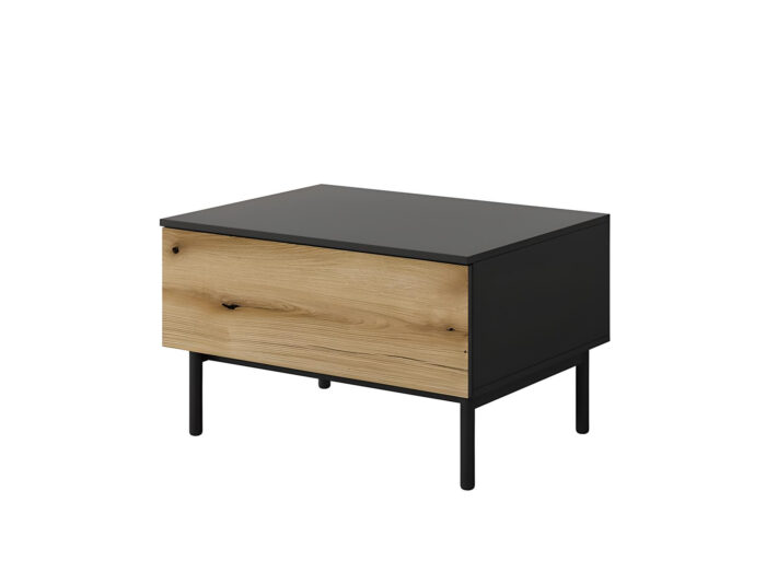 Table basse 1 tiroir Chêne et Noir 80 cm – CAMILLE