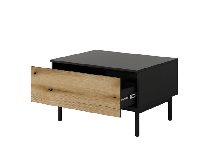 Table basse 1 tiroir Chêne et Noir 80 cm – CAMILLE