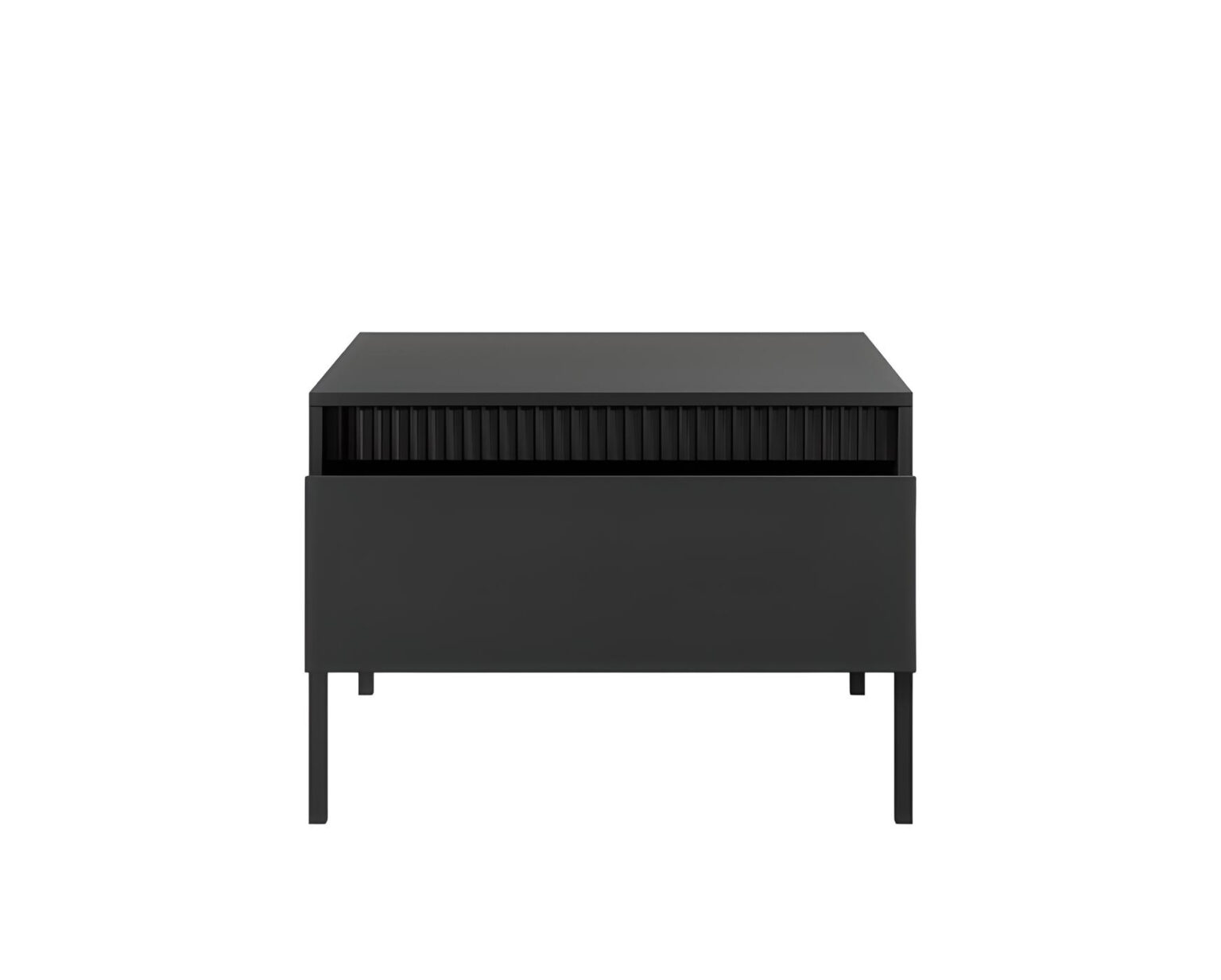 Table basse ROMANE pratique et stylée avec ses 68 cm, 1 tiroir, couleur noir pour un agencement moderne