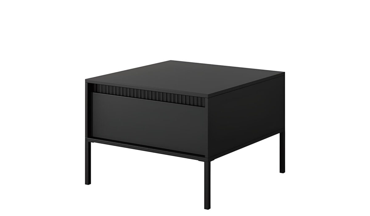 Table basse noire de 68 cm ROMANE, 1 tiroir pour un rangement discret et une ambiance contemporaine