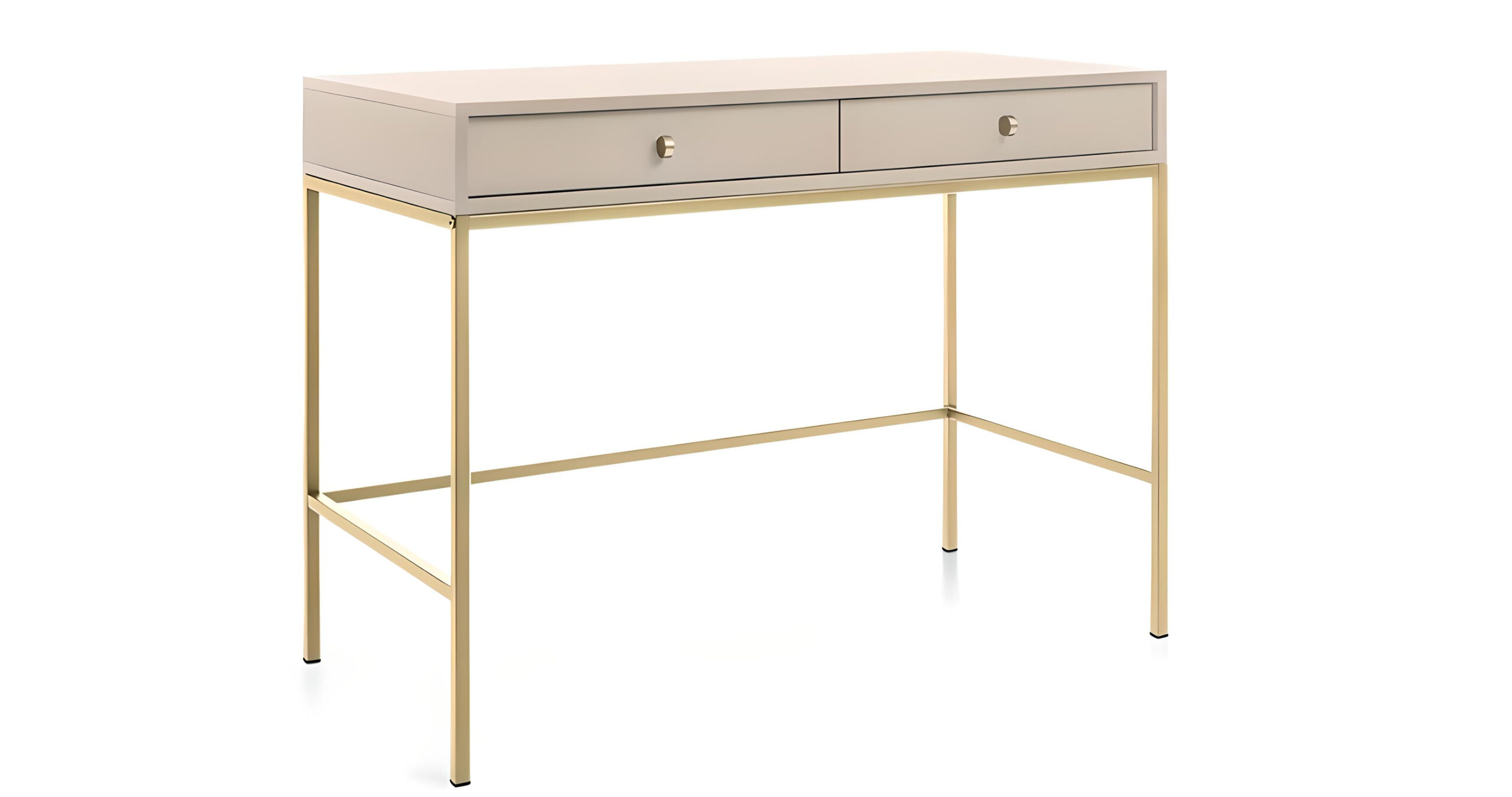 Console 2 tiroirs pieds métal or 104 cm ROSALIA beige fabrication européenne