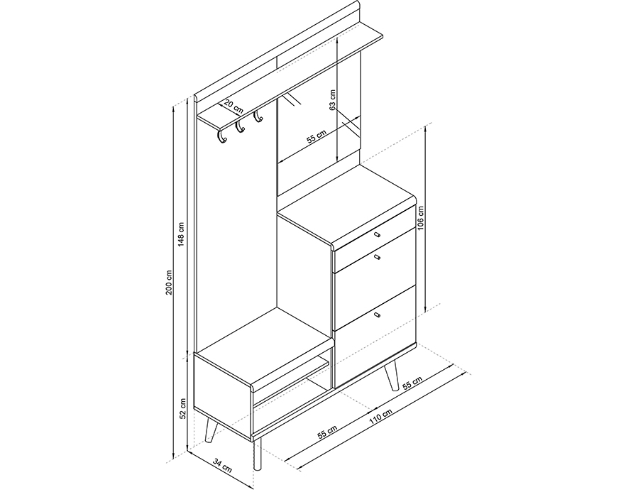 Croquis meuble d'entrée JEANNE