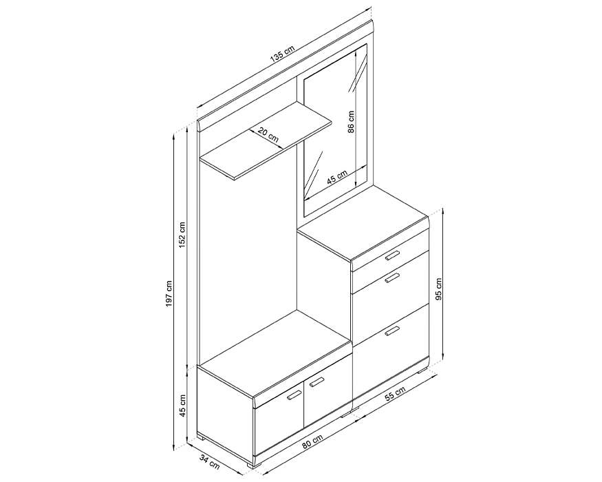 Croquis meuble d'entrée MAYA extérieur