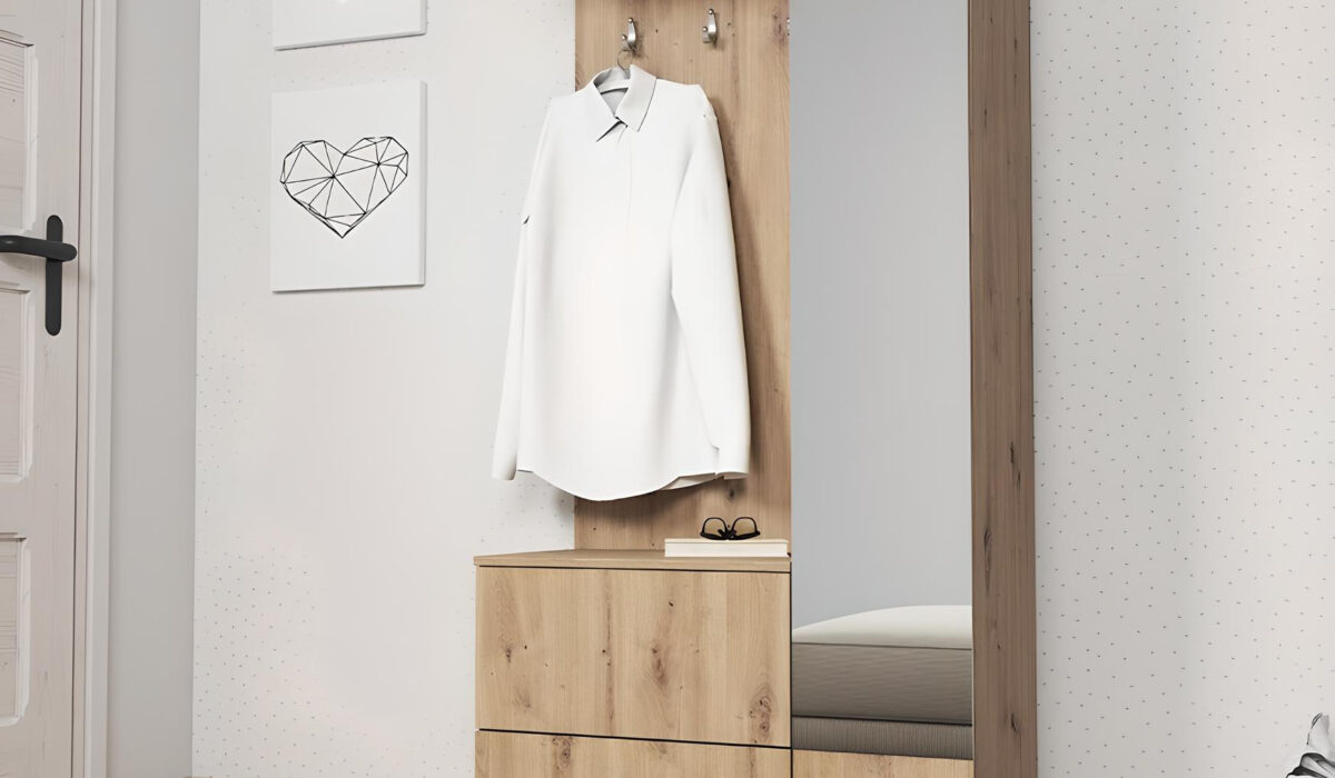 Le vestiaire MARIA en bois clair un design contemporain pour une entrée ordonnée