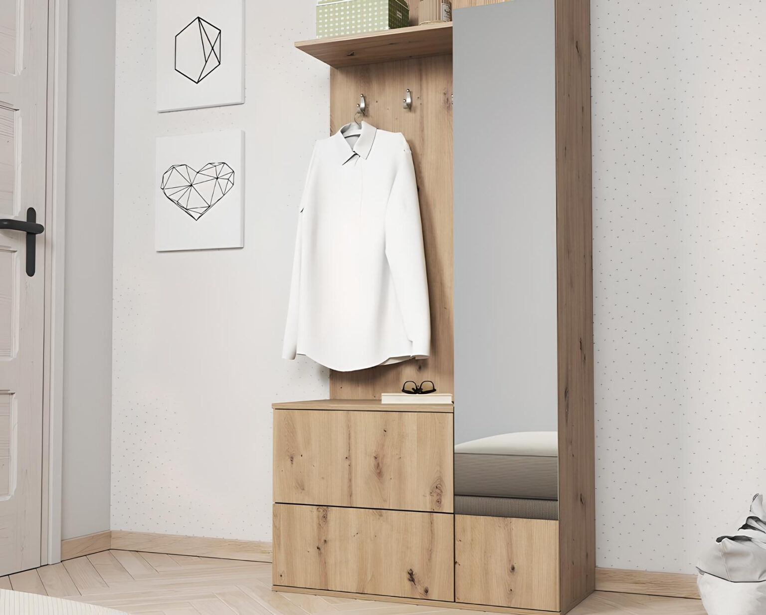 Le vestiaire MARIA en bois clair un design contemporain pour une entrée ordonnée